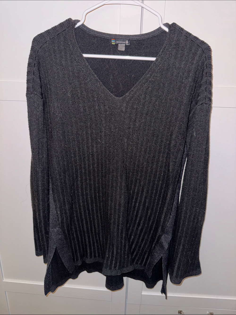 Smartwool Men's Dark Gray V-Neck Ribbed Sweater